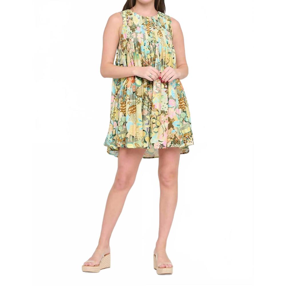 NEW MEET ME IN SANTORINI whispering meadow pleat dress in multi